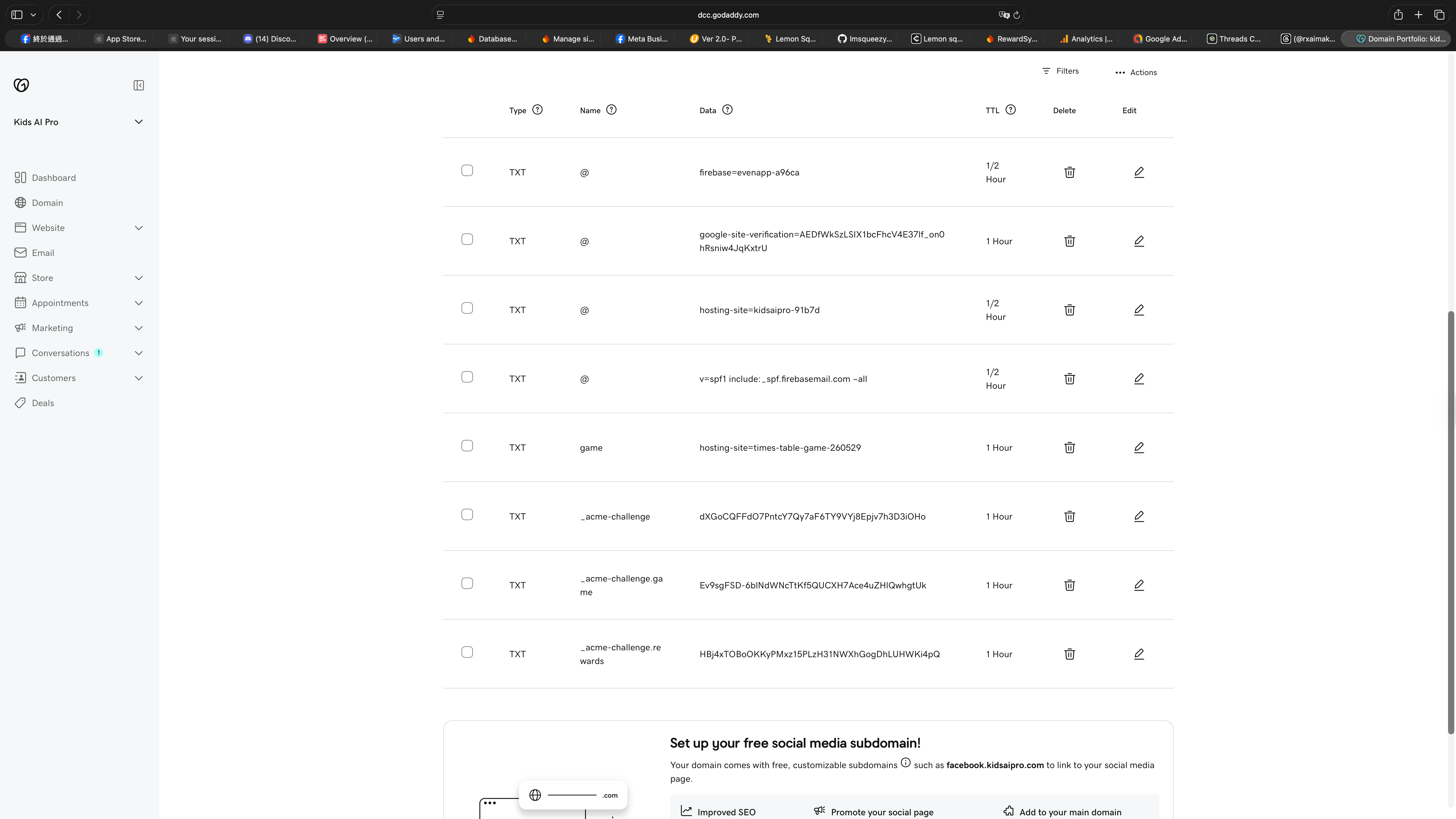 GoDaddy DNS 記錄已儲存